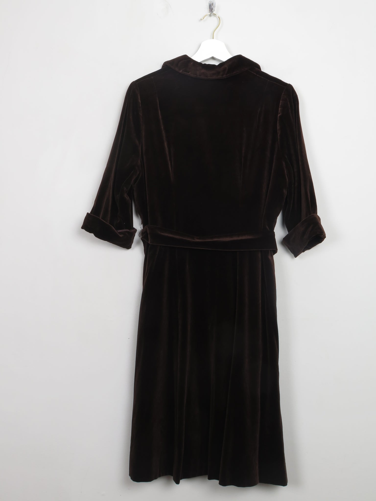 Vintage Brown 70s Velvet Dress M