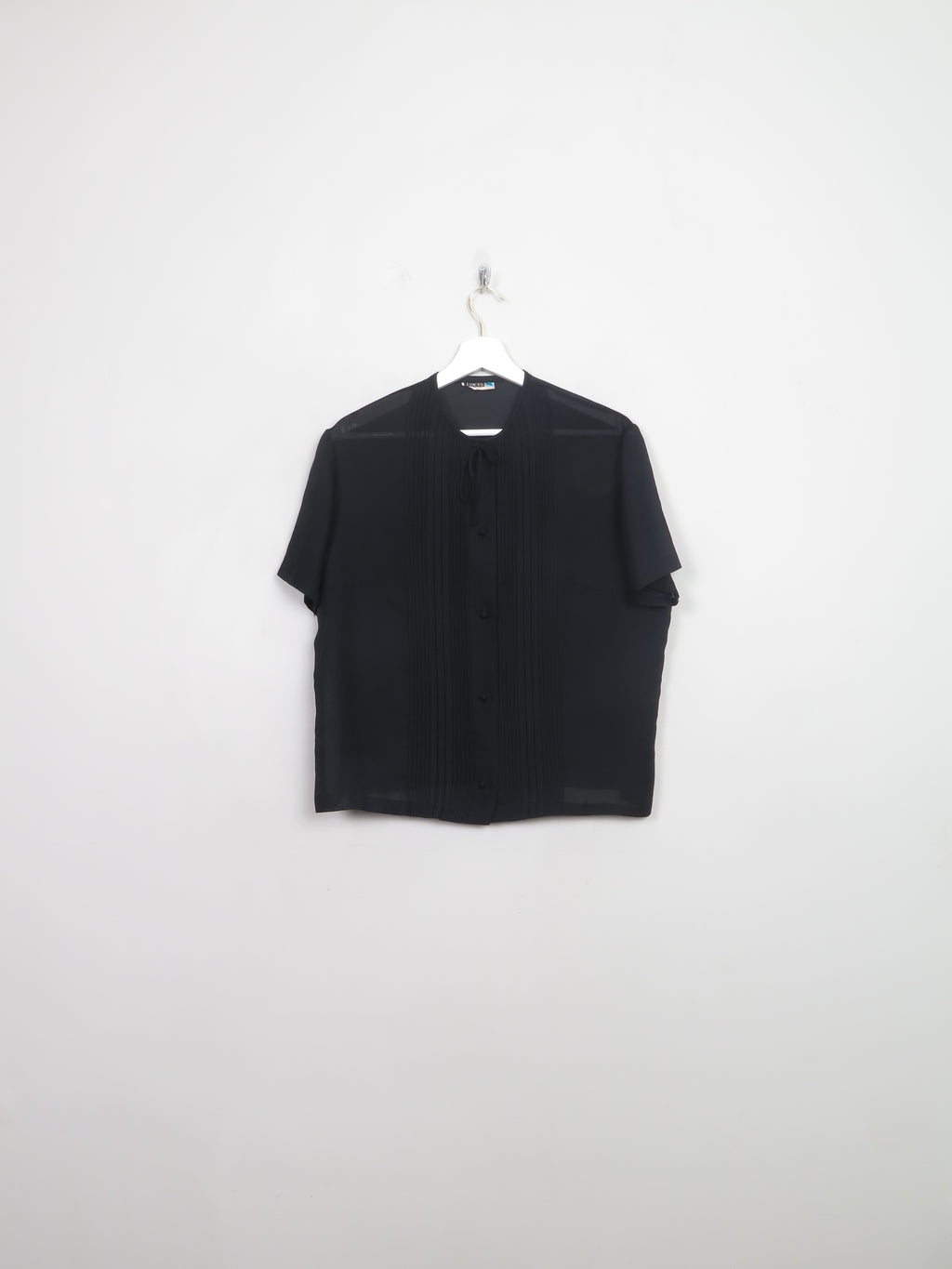 Vintage Black Pleated Blouse L