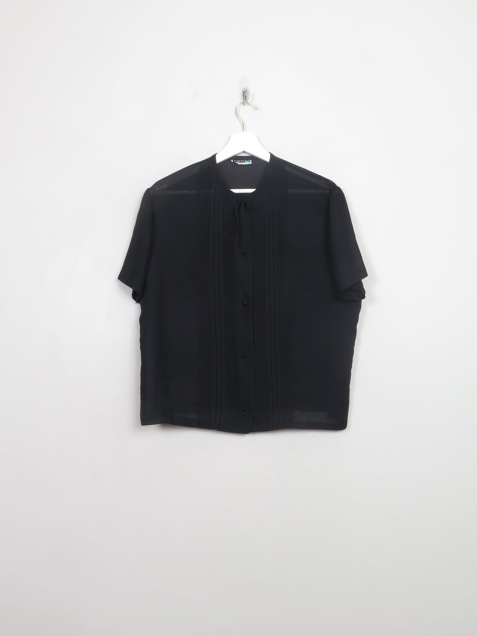 Vintage Black Pleated Blouse L