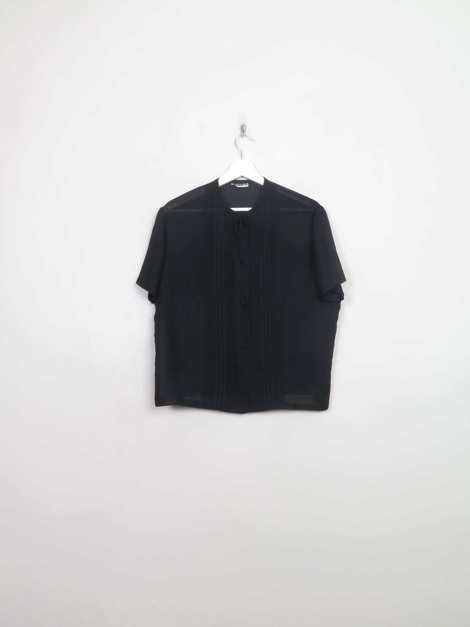 Vintage Black Pleated Blouse L
