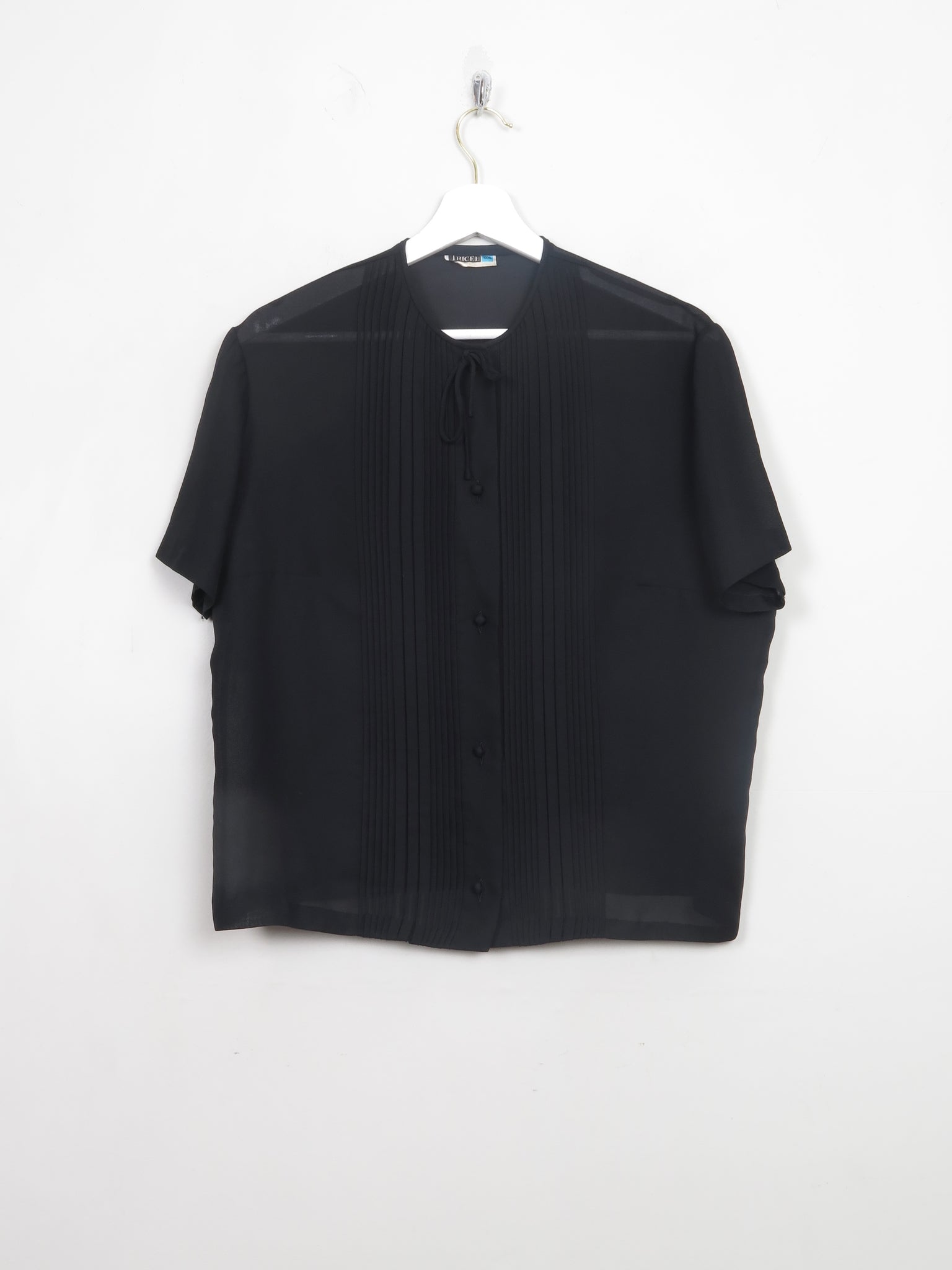 Vintage Black Pleated Blouse L