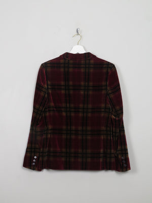 Women's Wine Vintage Check Velvet Jacket XS