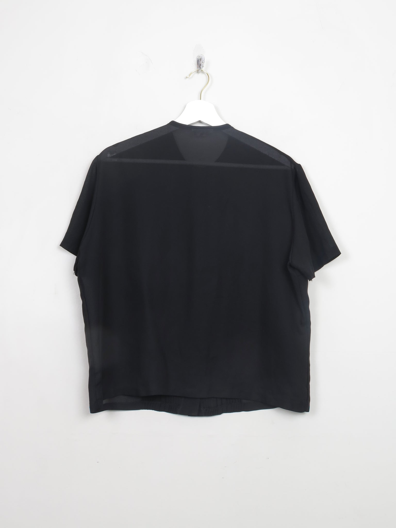 Vintage Black Pleated Blouse L