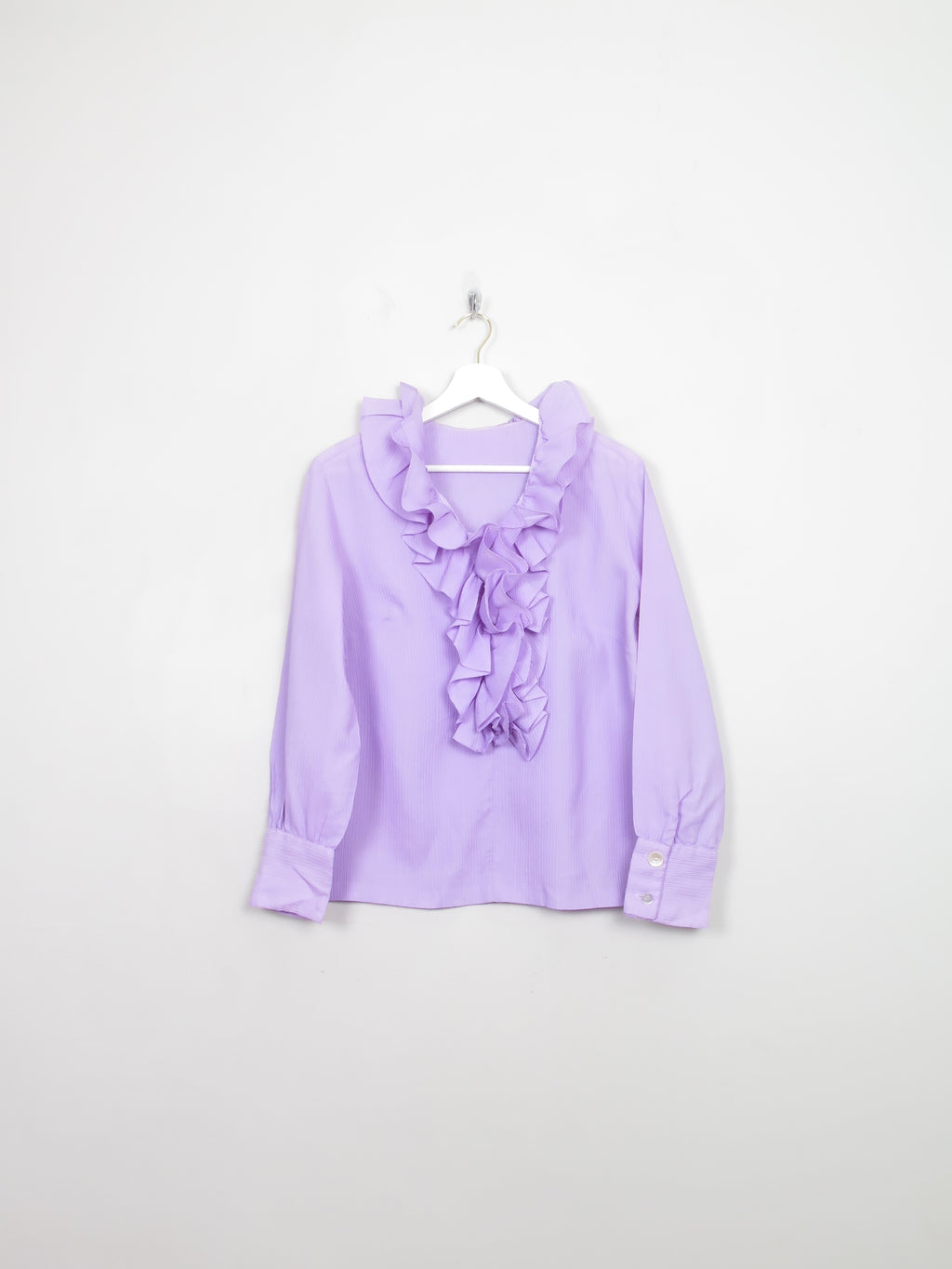 Vintage Lilac Frilly Long Sleeved Blouse M