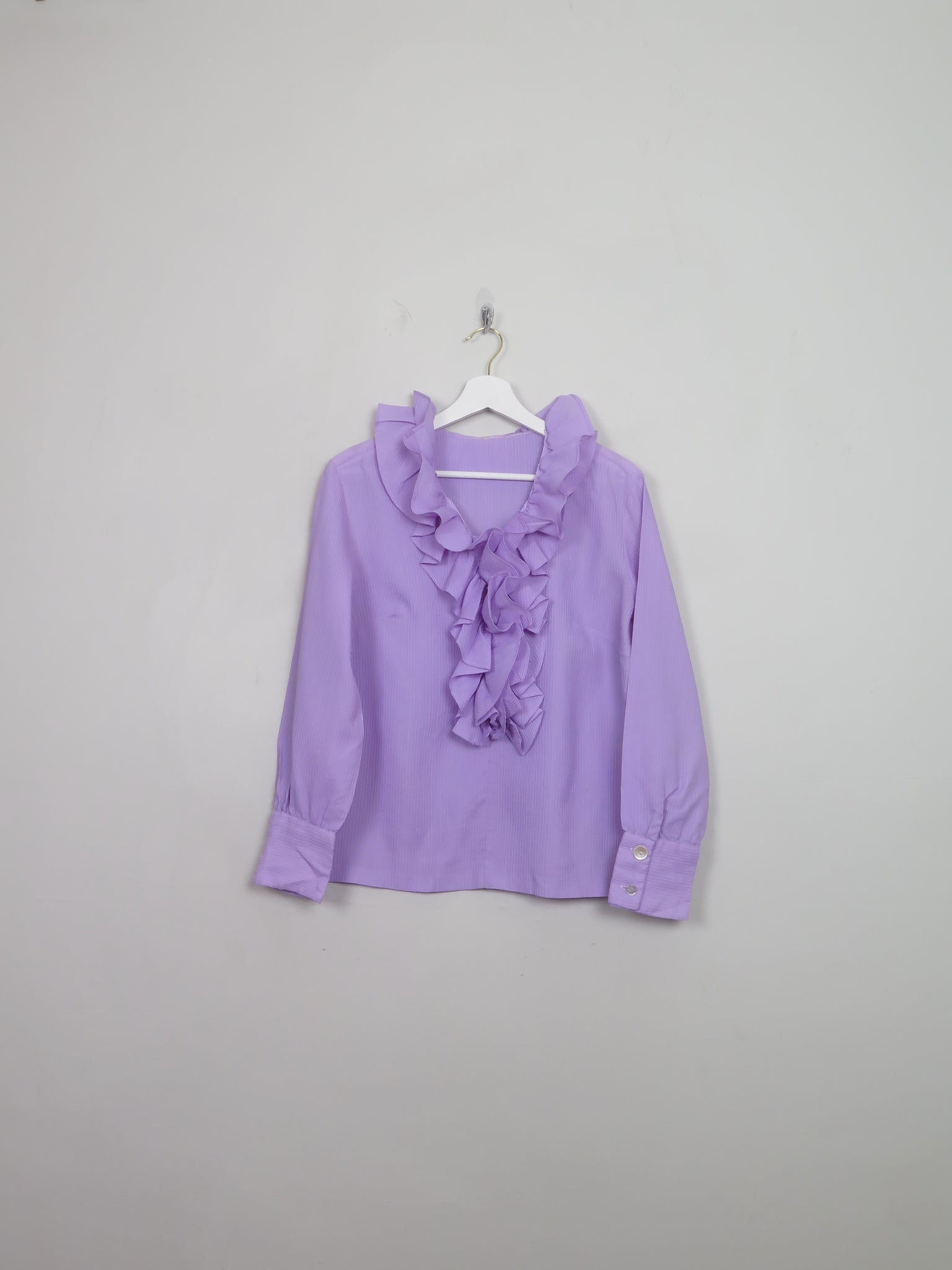 Vintage Lilac Frilly Long Sleeved Blouse M