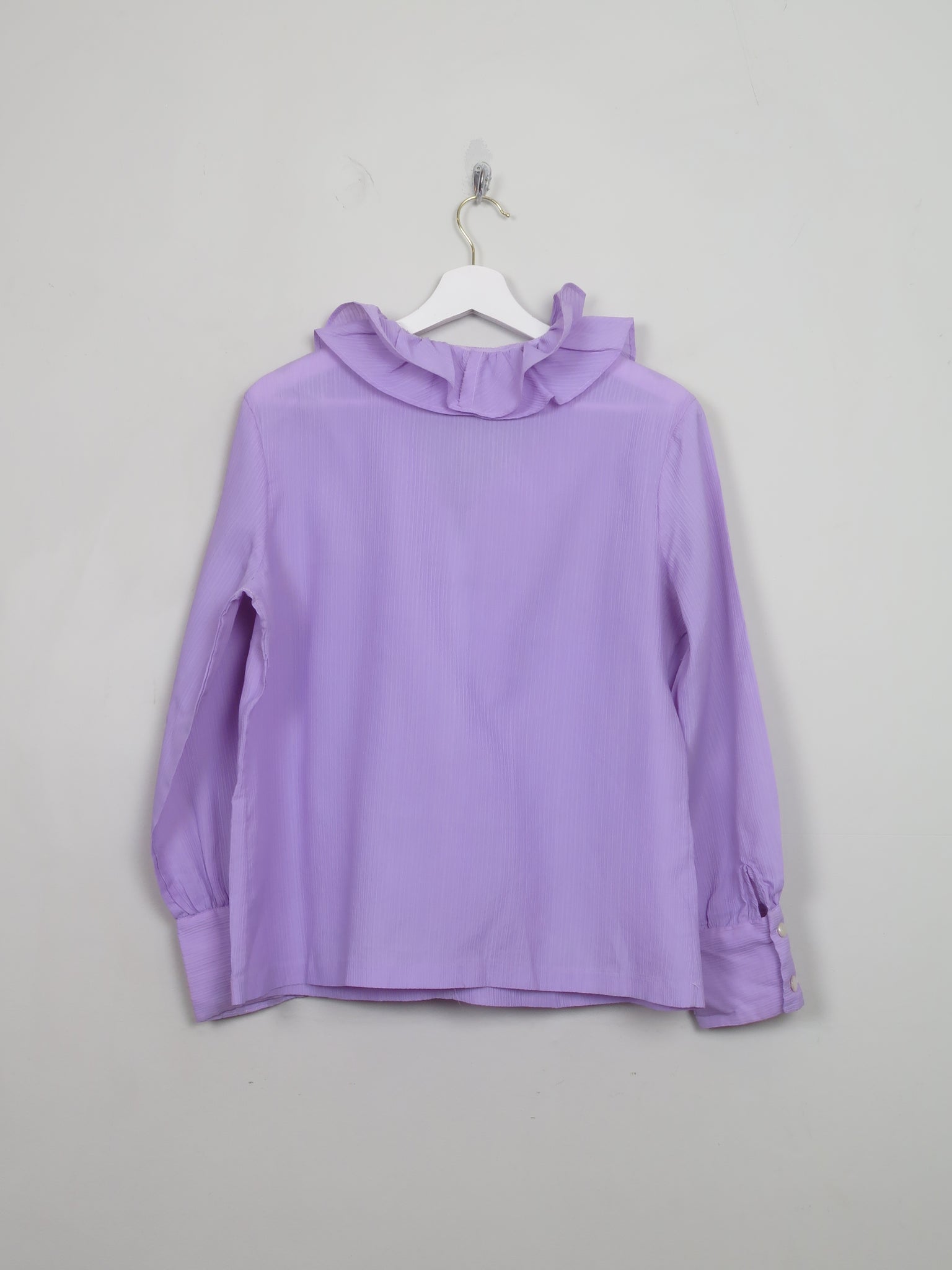 Vintage Lilac Frilly Long Sleeved Blouse M