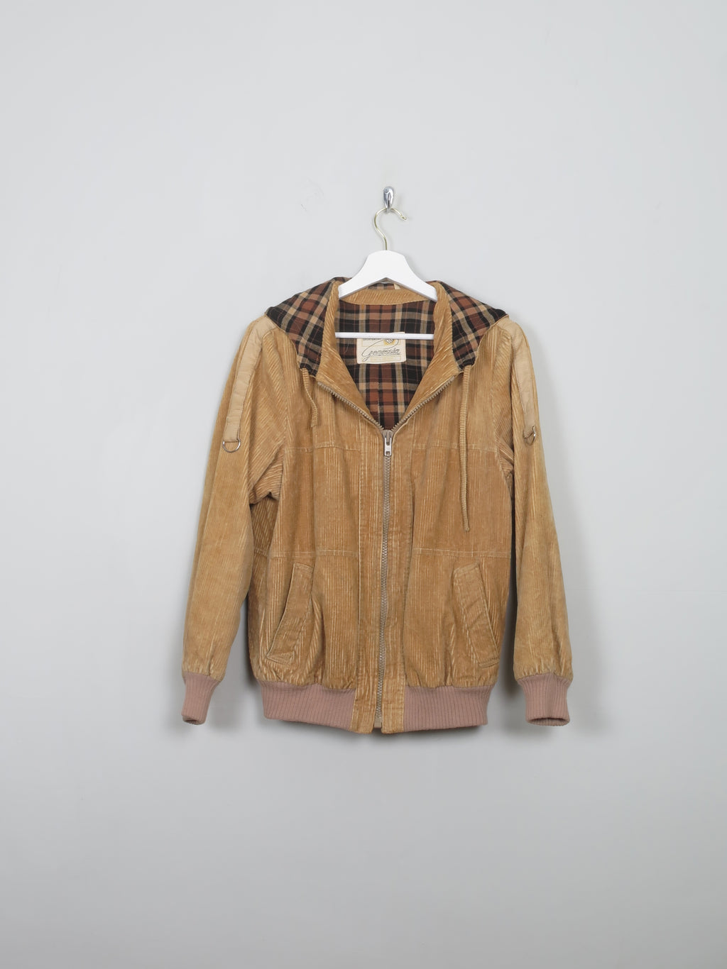 Men's Vintage Tan Cord Bomber Jacket XS