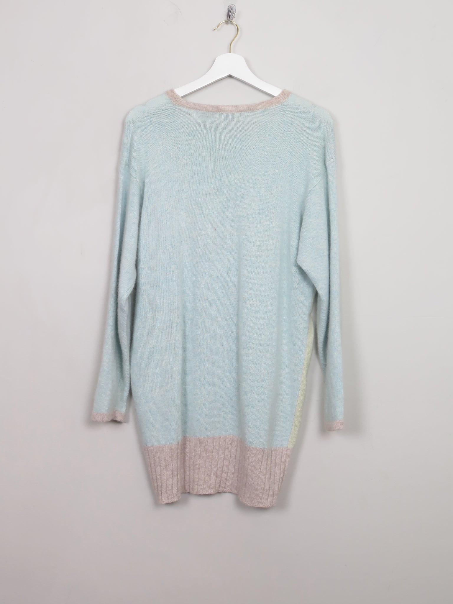 Vintage Women's 80s Blue Jumper With Motifs M/L