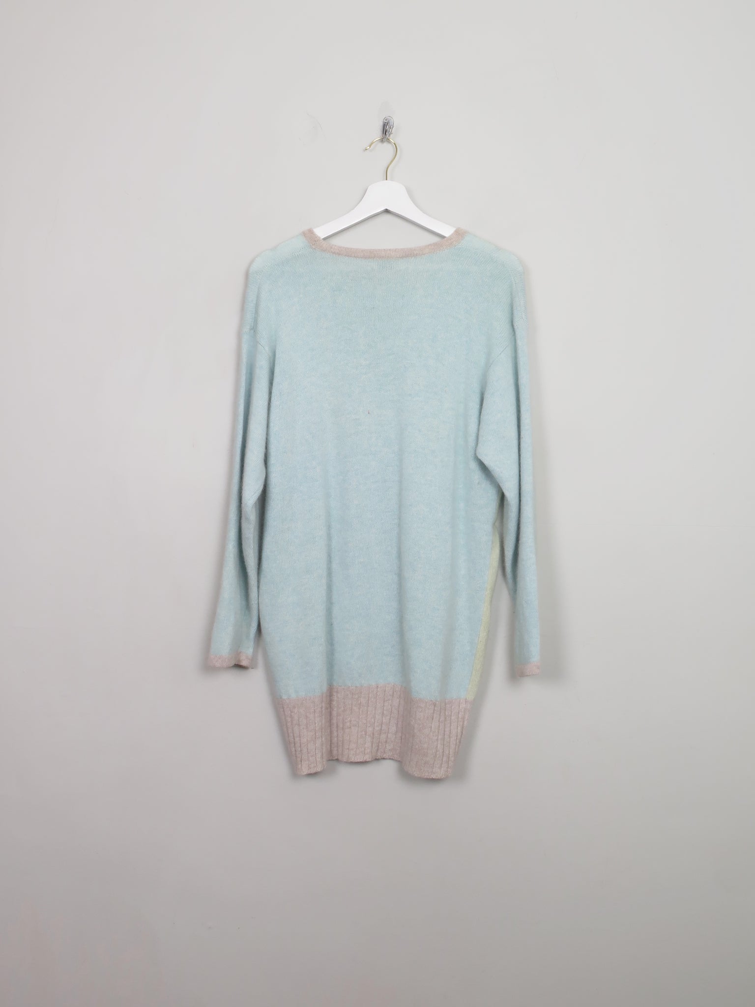 Vintage Women's 80s Blue Jumper With Motifs M/L