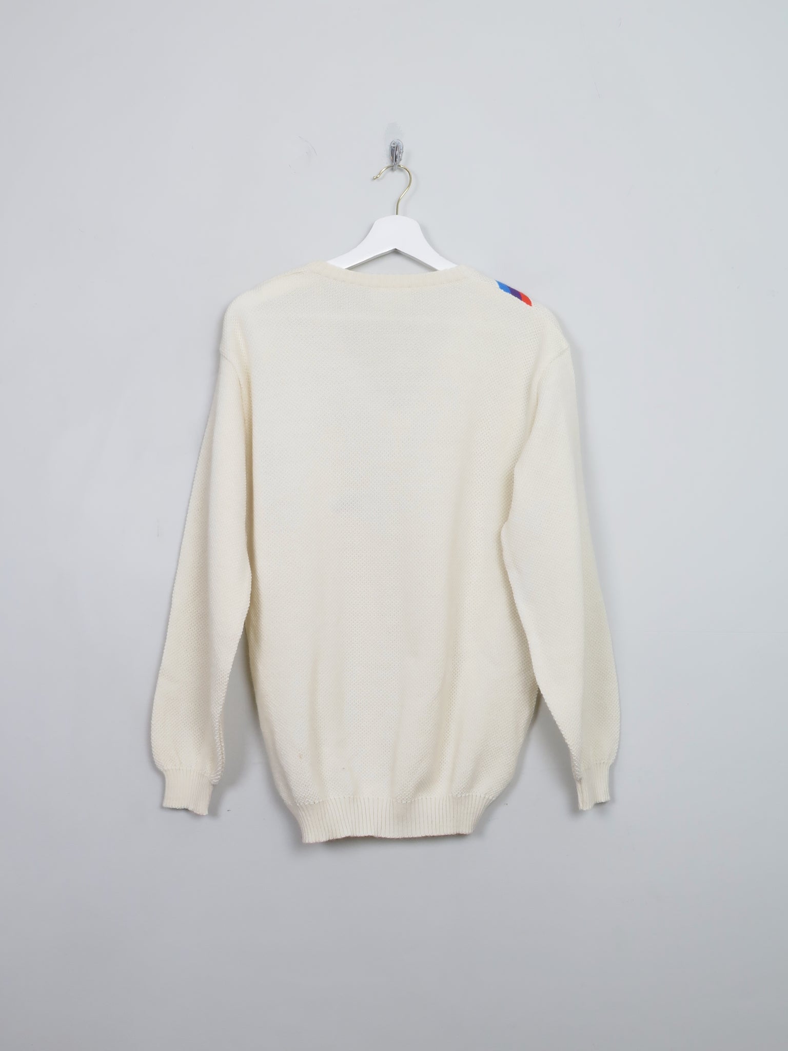 Vintage Cream Men's V-Neck Jumper S/M