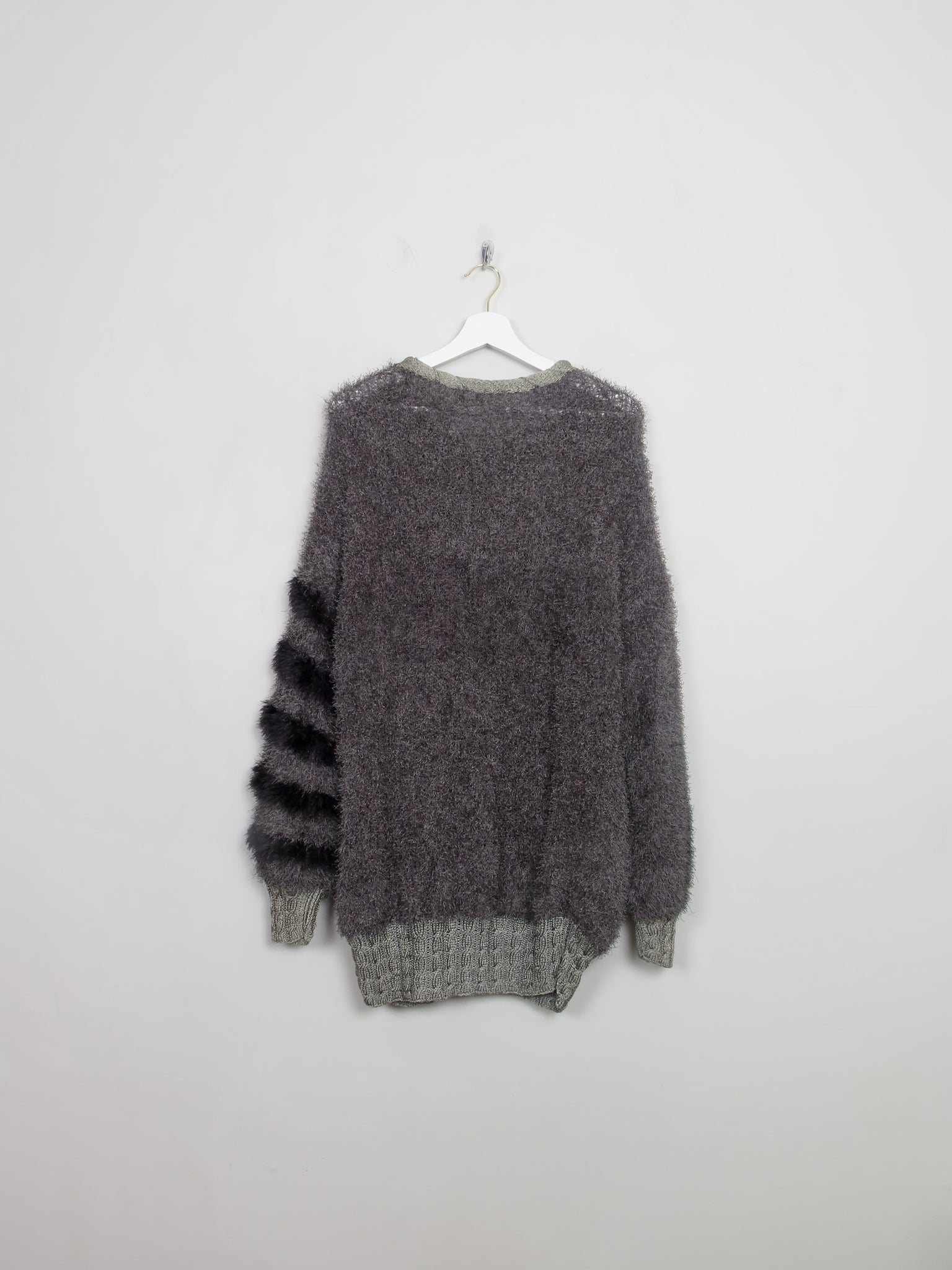 Women's Vintage Green Patterned 80s Jumper M/L