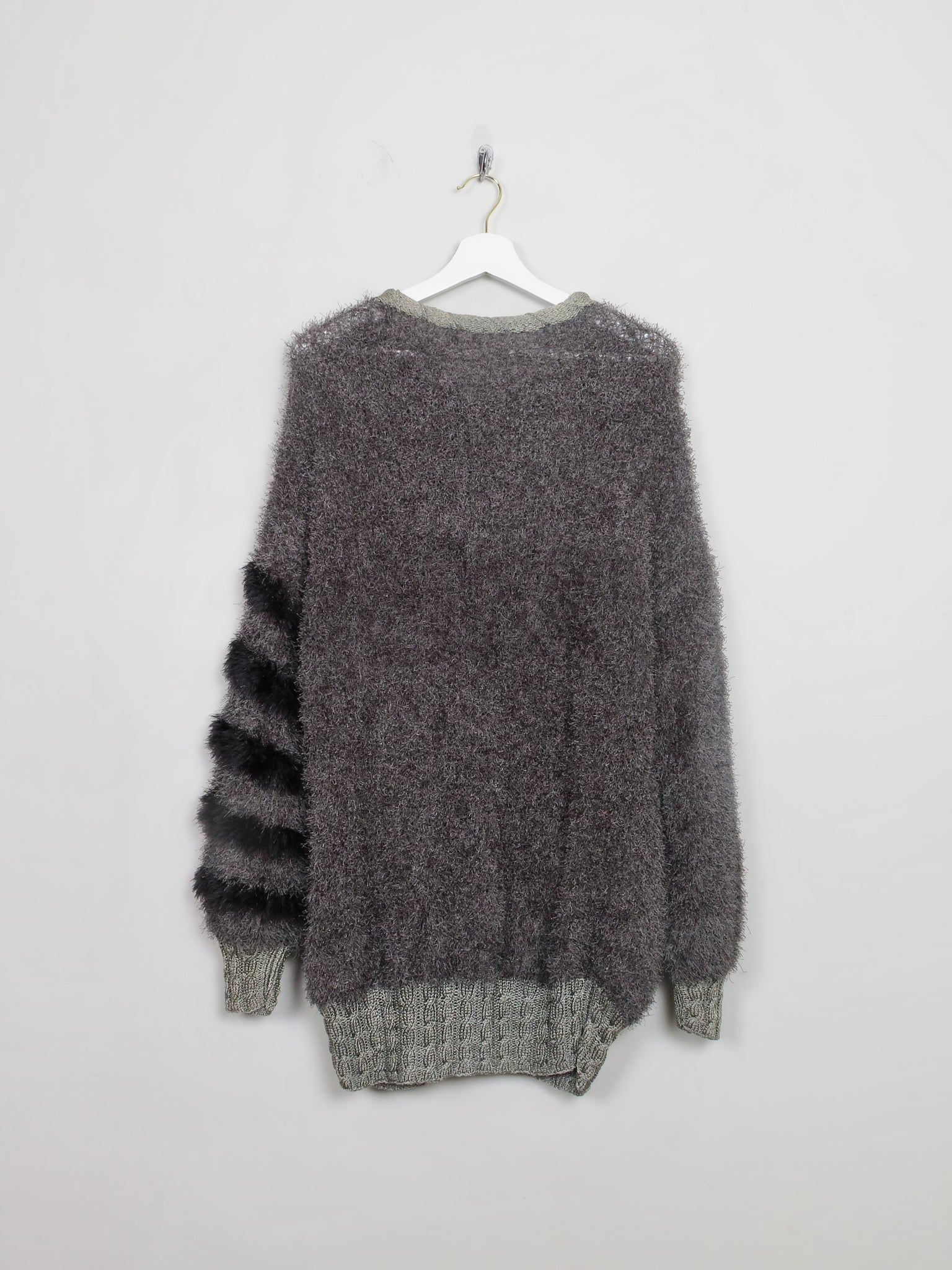 Women's Vintage Green Patterned 80s Jumper M/L