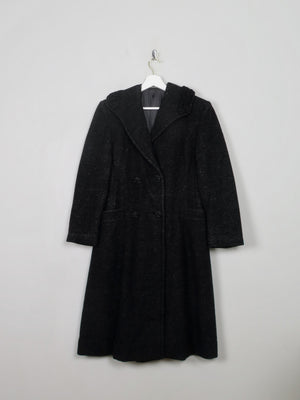 Women's Vintage Black Wool 1950s Coat S