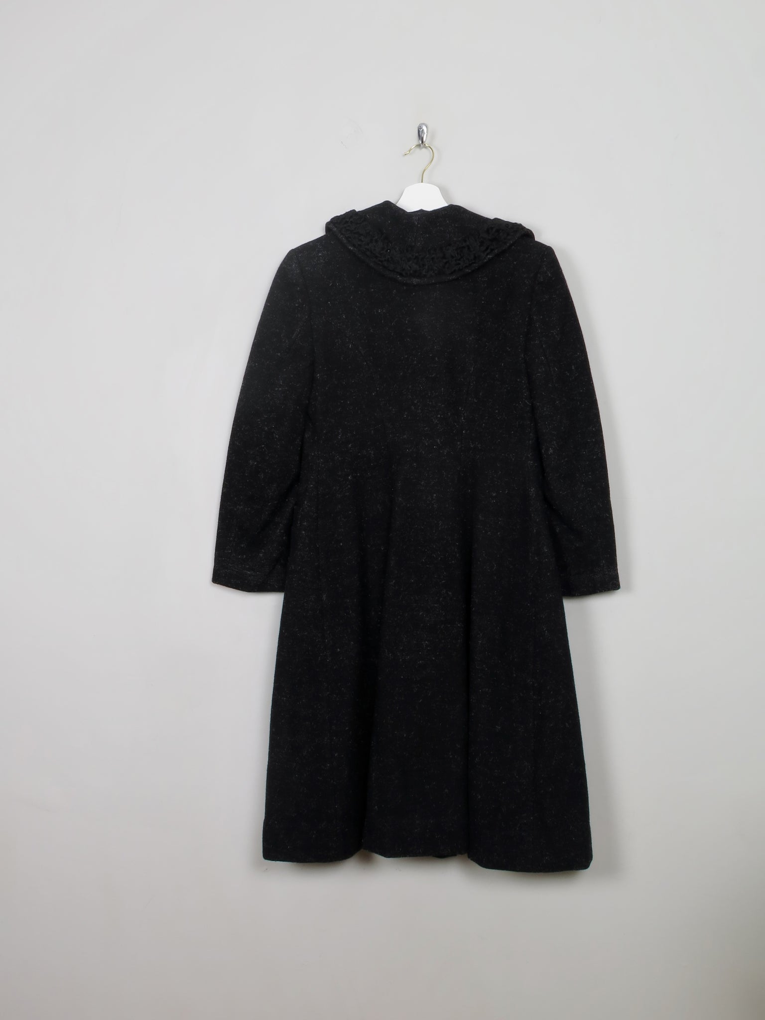 Women's Vintage Black Wool 1950s Coat S