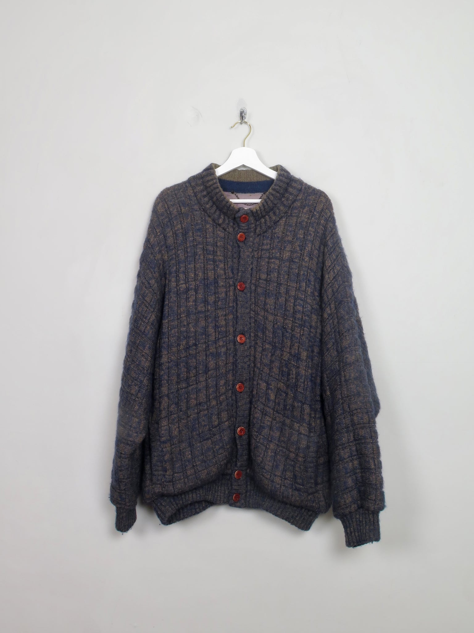 Men's Vintage Green & Blue Wool Cardigan XL/XXL