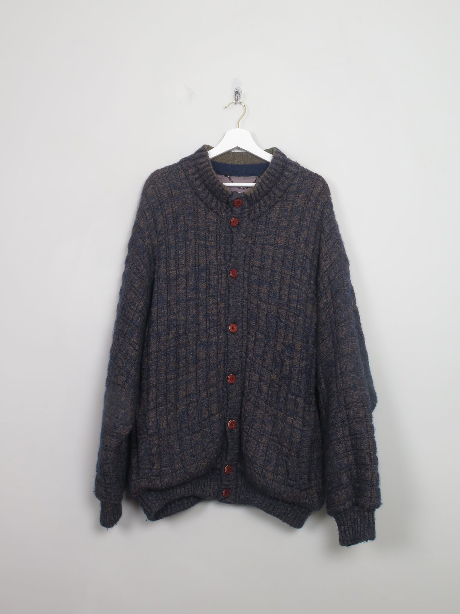 Men's Vintage Green & Blue Wool Cardigan XL/XXL