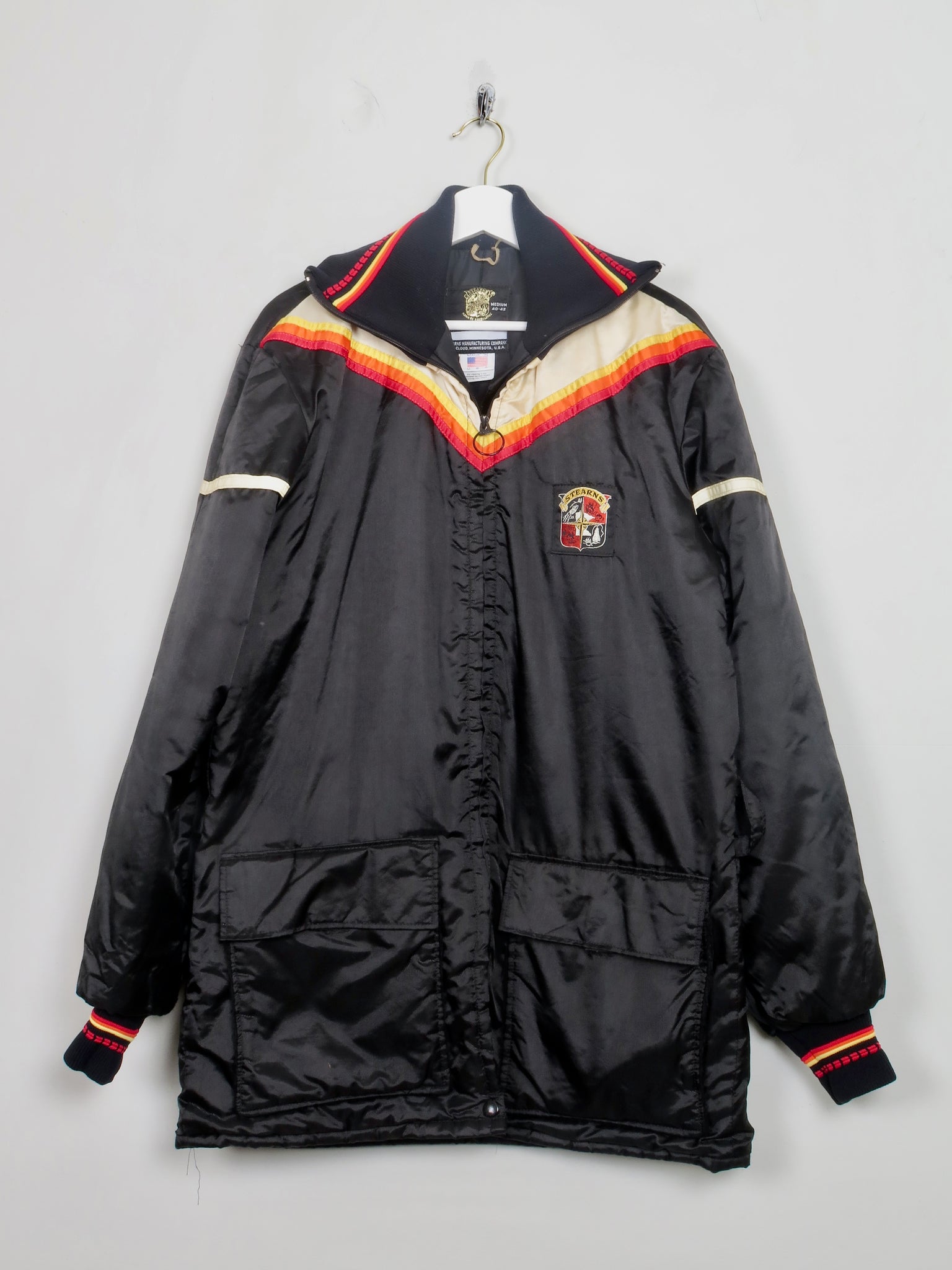 Men's Vintage Stearns 70s Black Satin Jacket M