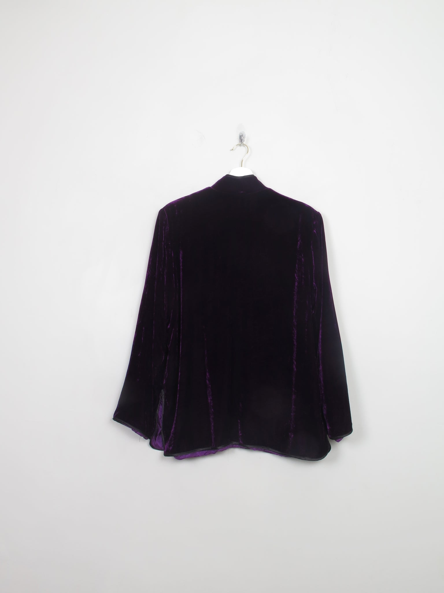Women's Vintage Purple Silk Velvet Tang Jacket With Mandarin Collar M