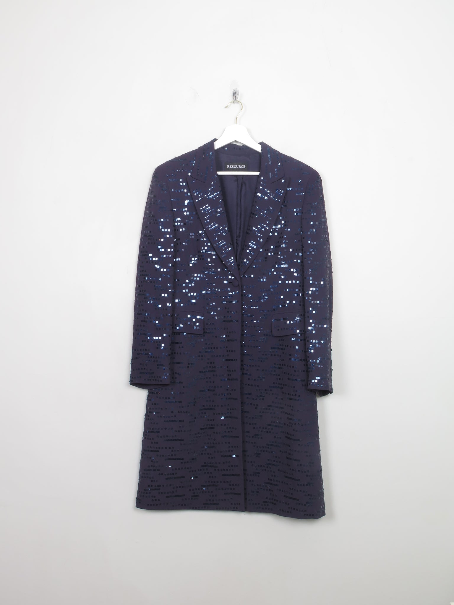 Women's Vintage Sequin Silk Blue Coat S