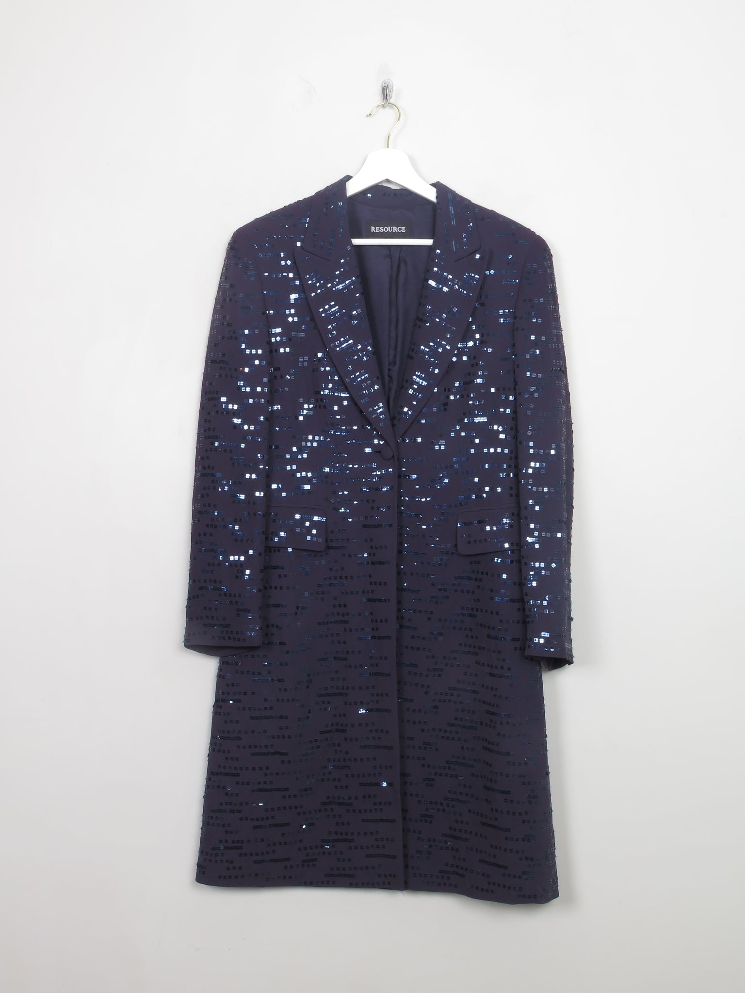 Women's Vintage Sequin Silk Blue Coat S