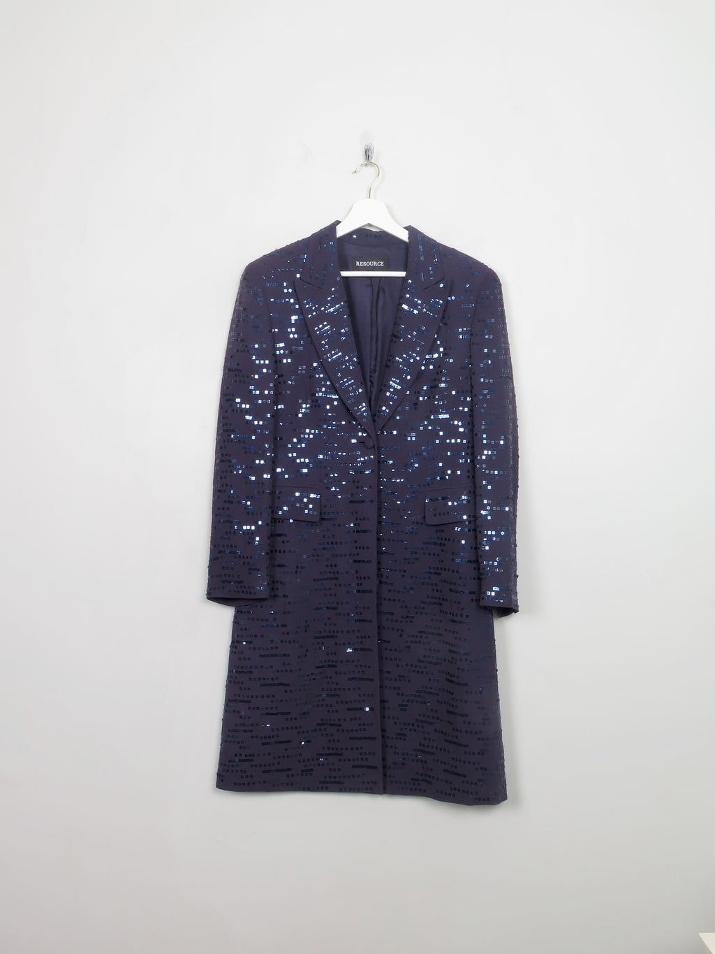 Women's Vintage Sequin Silk Blue Coat S