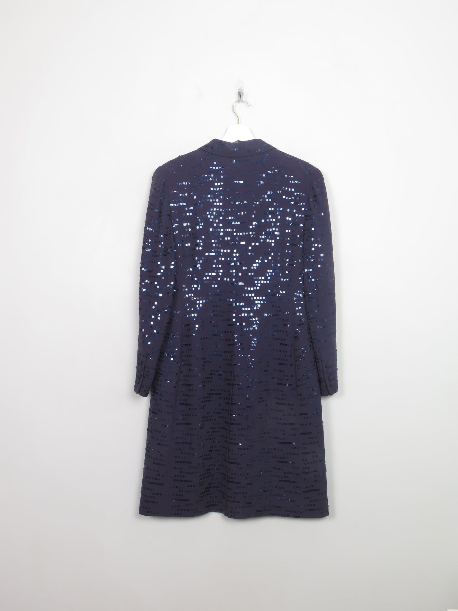 Women's Vintage Sequin Silk Blue Coat S
