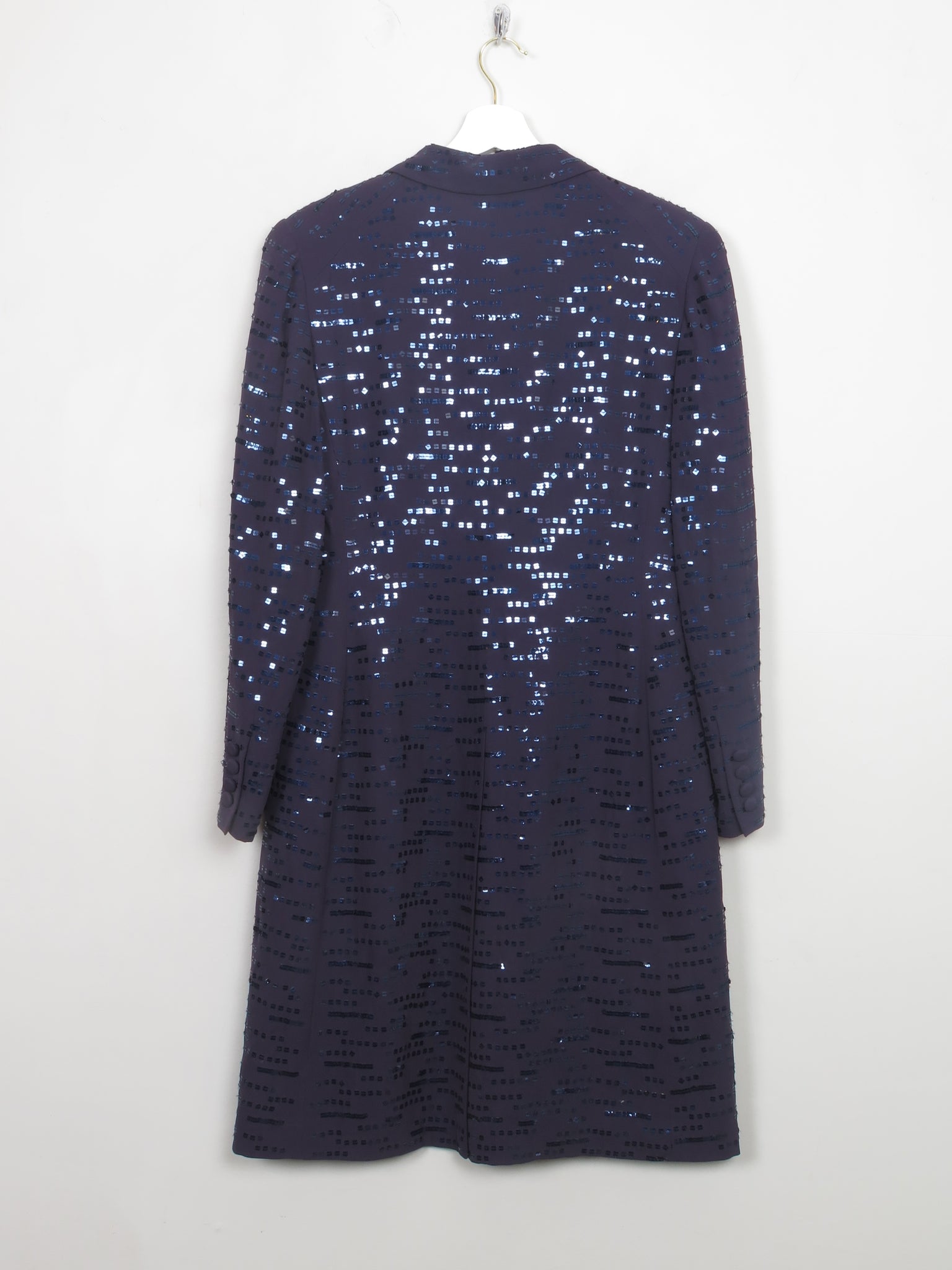 Women's Vintage Sequin Silk Blue Coat S