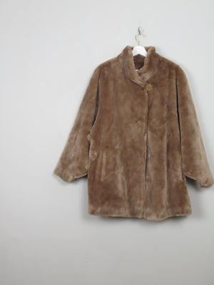 Women's Vintage Light Brown Faux Fur Swing Coat M/L