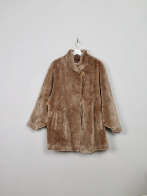 Women's Vintage Light Brown Faux Fur Swing Coat M/L