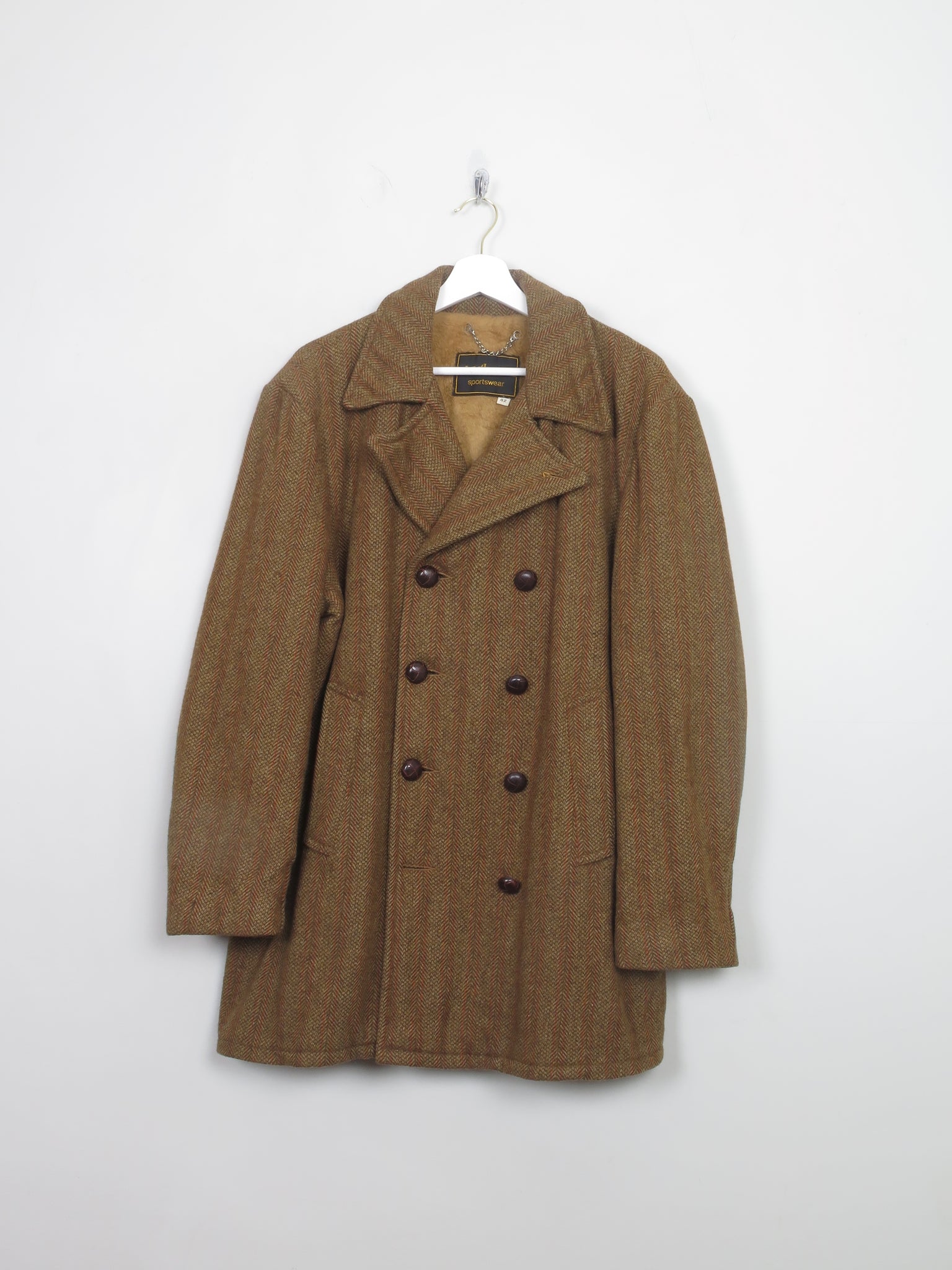 Men's Vintage Mustard Tweed Short Coat 42/L