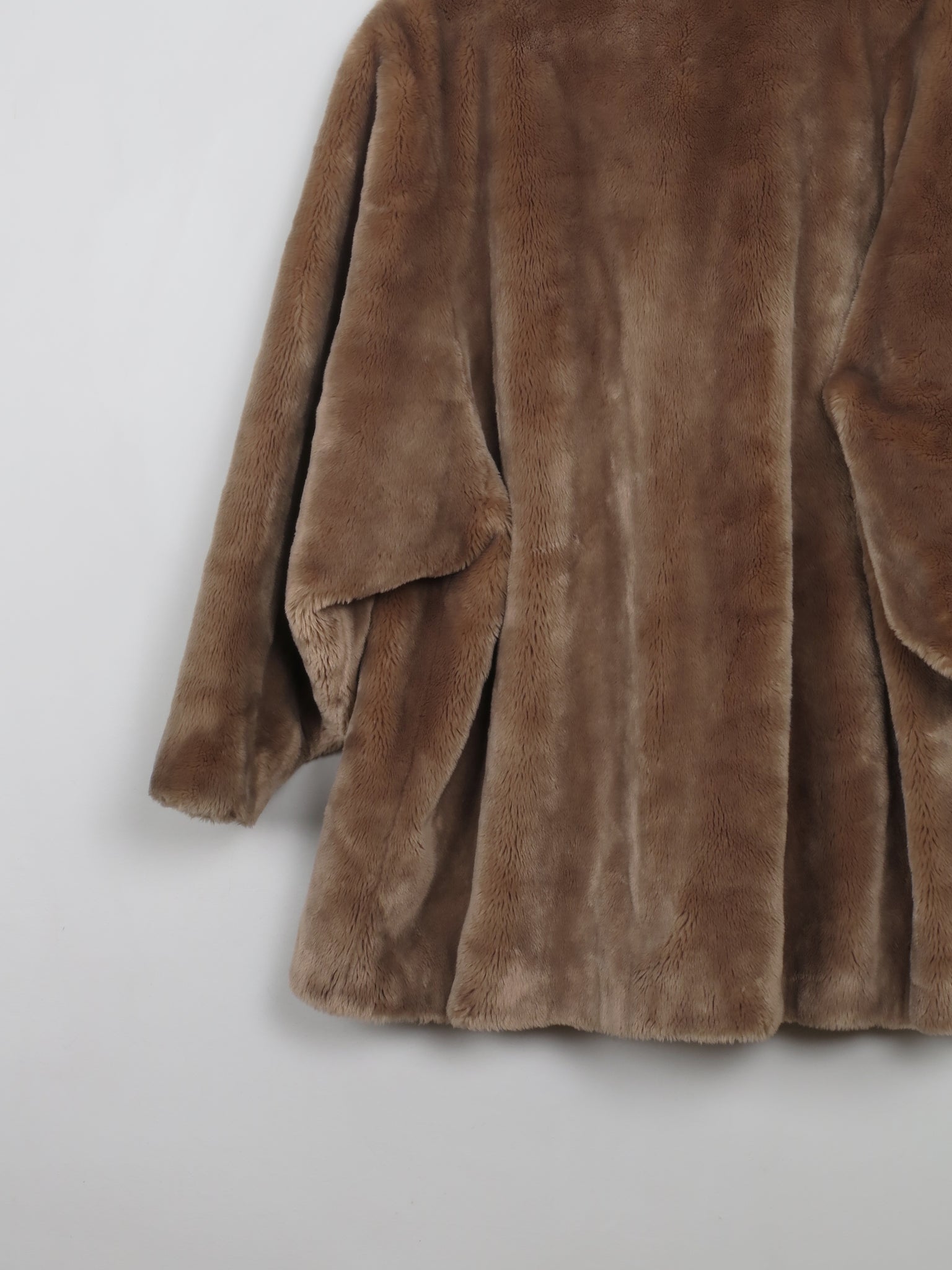 Women's Vintage Light Brown Faux Fur Swing Coat M/L