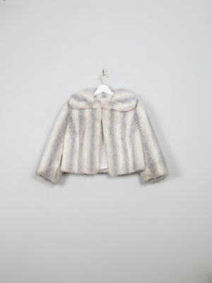 Women's Vintage Cream Striped Faux Fur Bolero Jacket S/M