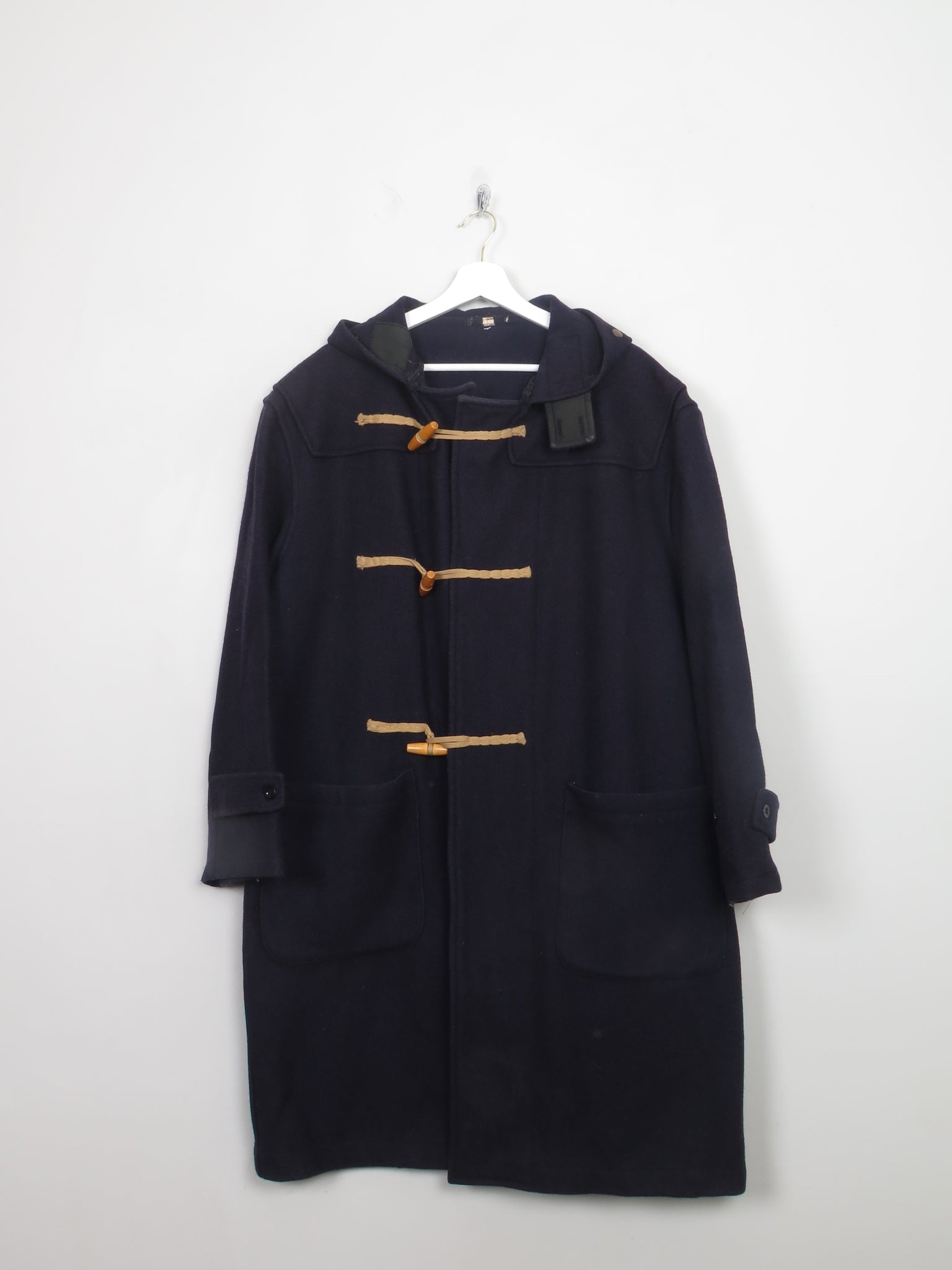 Men's Vintage Navy Wool Duffle Coat XL