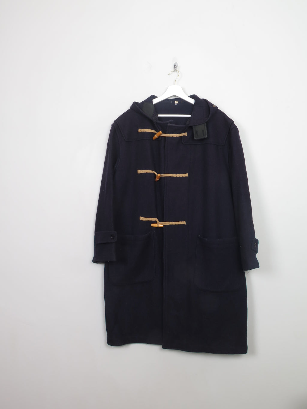 Men's Vintage Navy Wool Duffle Coat XL