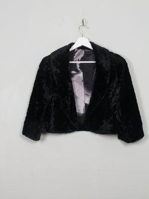 Women's Vintage Black Velvet Bolero Jacket M