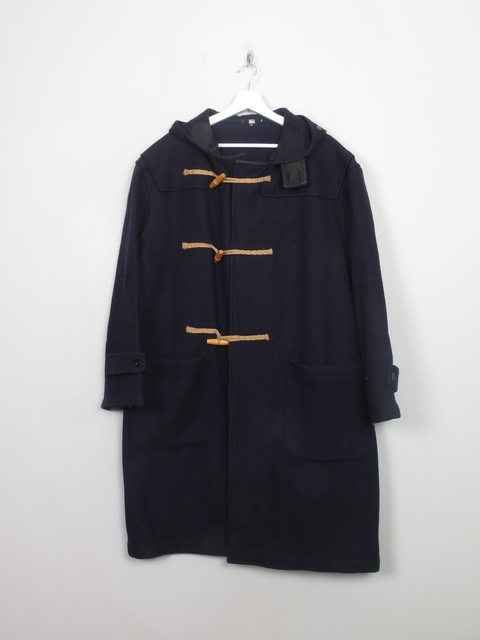 Men's Vintage Navy Wool Duffle Coat XL
