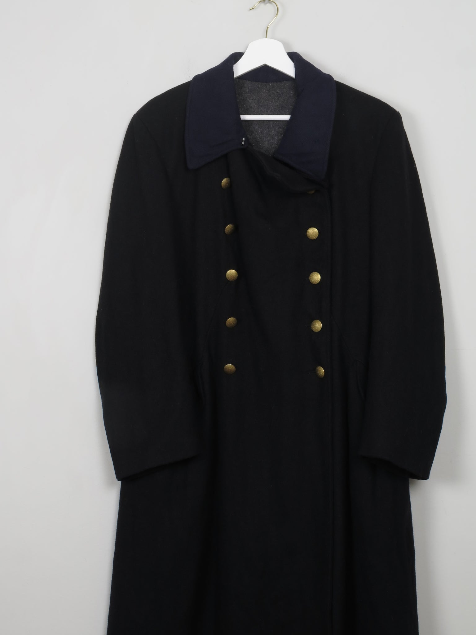 Men's Vintage Navy Wool Military Coat M