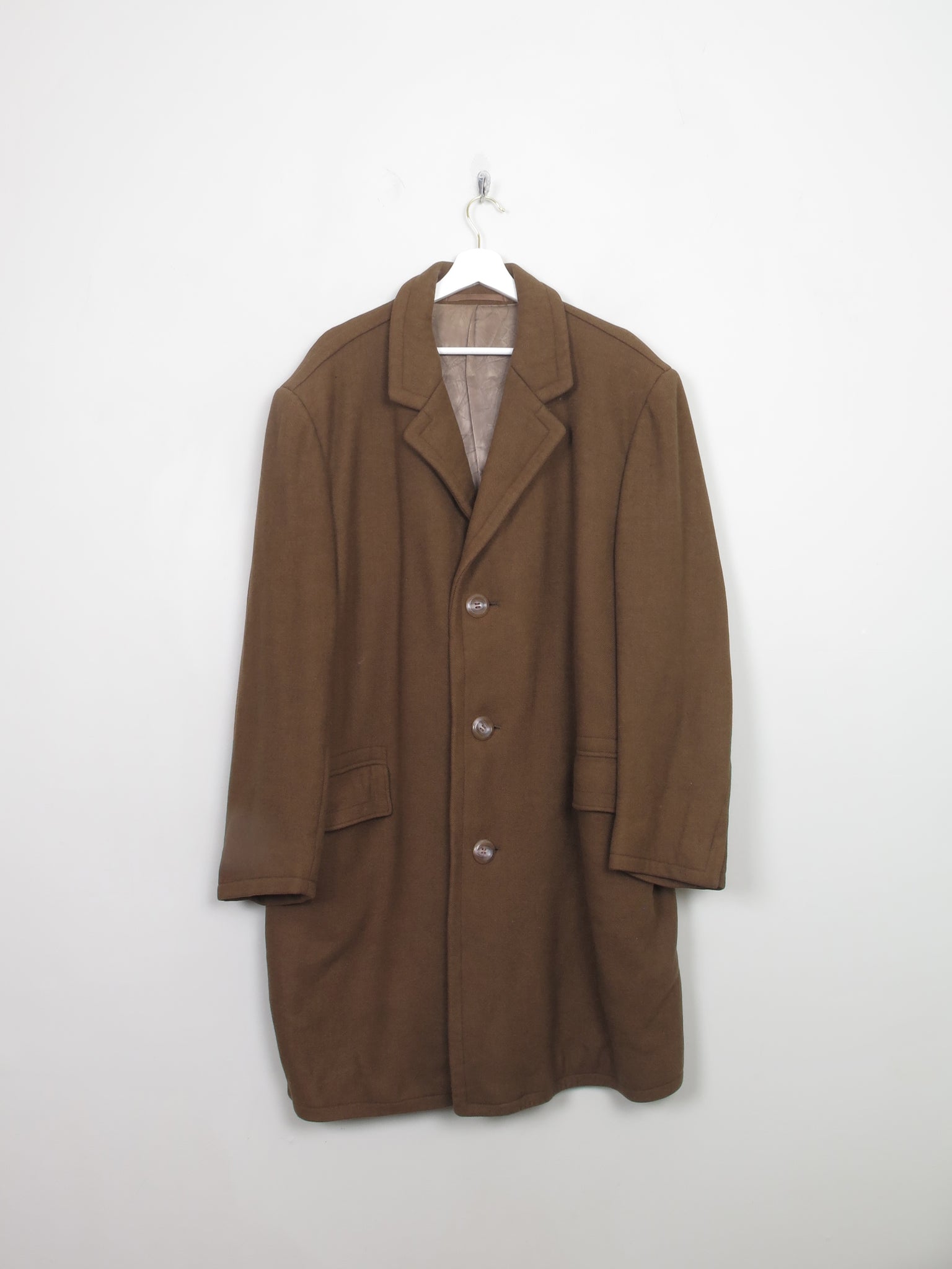 Men's Vintage Brown Wool Short Coat L