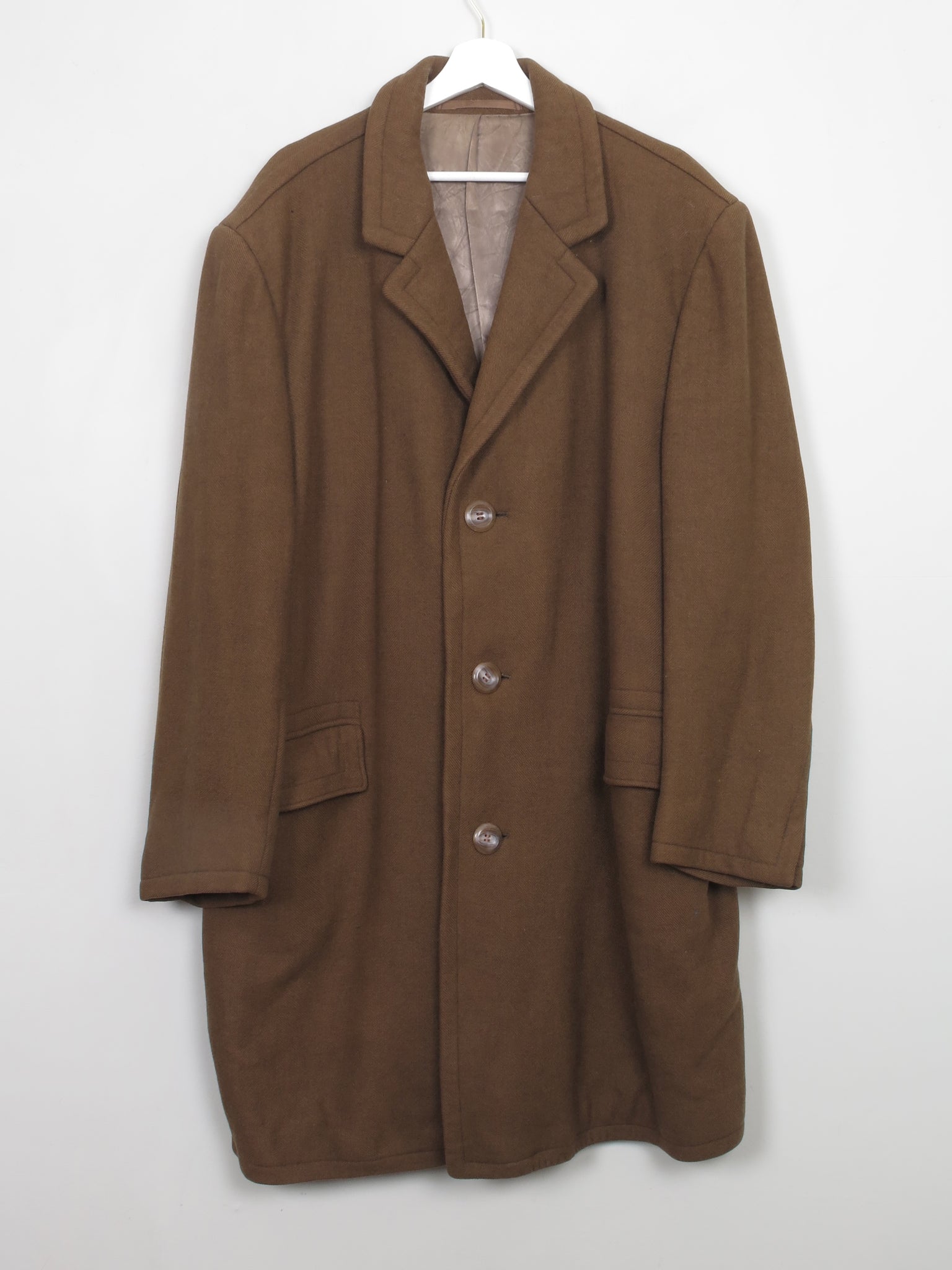 Men's Vintage Brown Wool Short Coat L