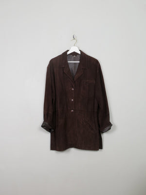 Women's Vintage Brown Suede Jacket M Oversized