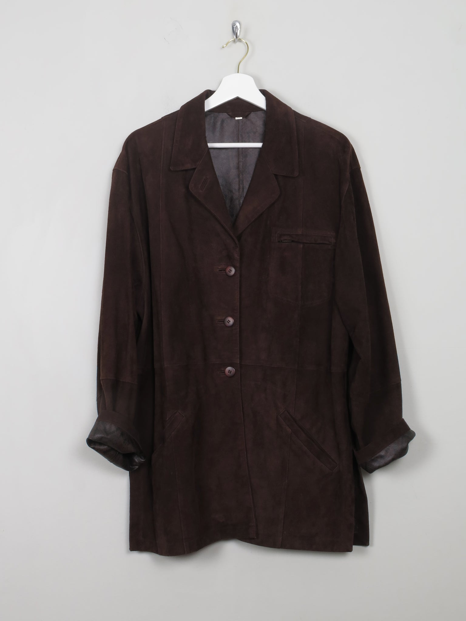 Women's Vintage Brown Suede Jacket M Oversized