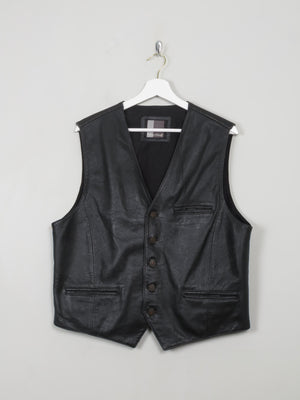 Men's Vintage Black Leather Waistcoat M/ L