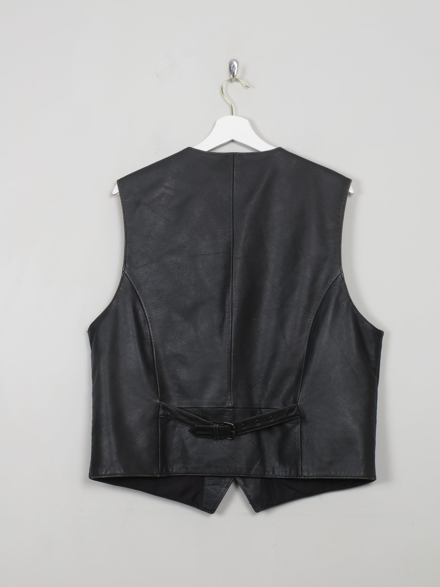 Men's Vintage Black Leather Waistcoat M/ L