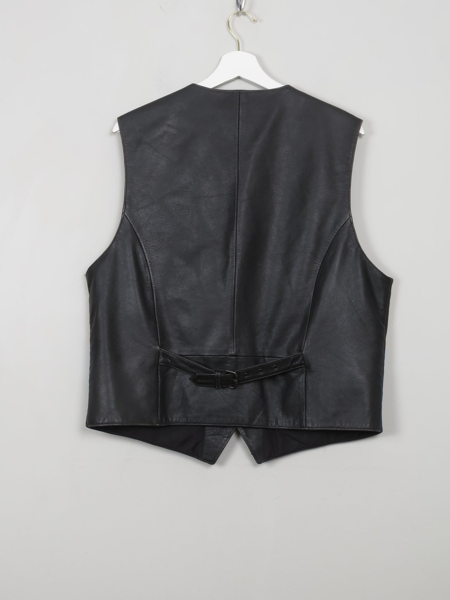 Men's Vintage Black Leather Waistcoat M/ L