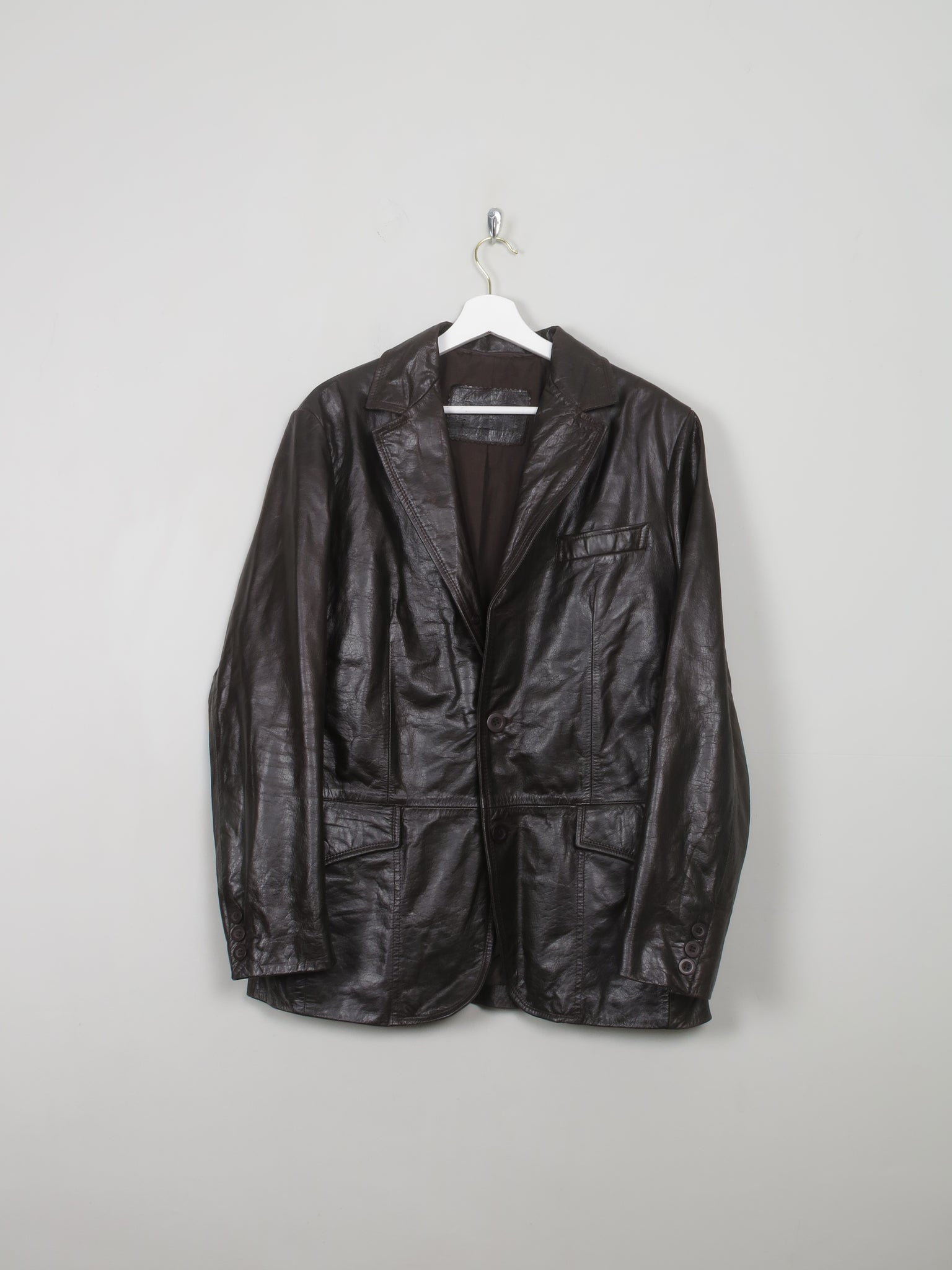 Men's Vintage Leather Dark Brown Jacket S