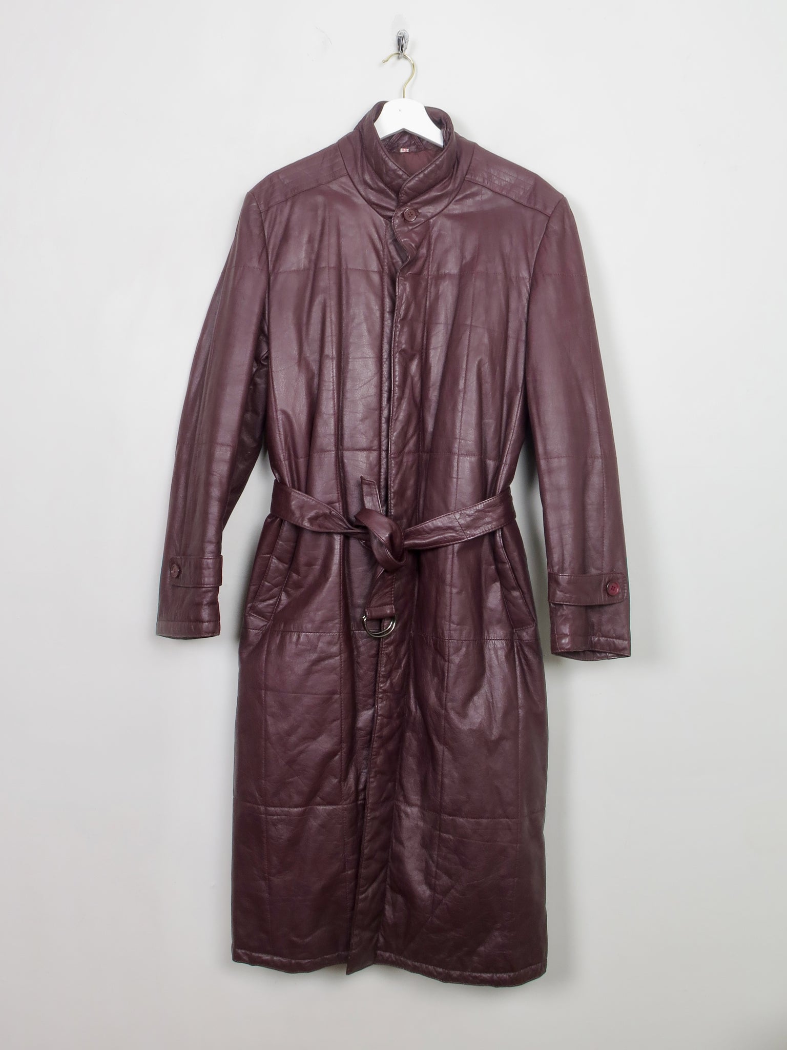 Men's Burgundy Leather Coat M