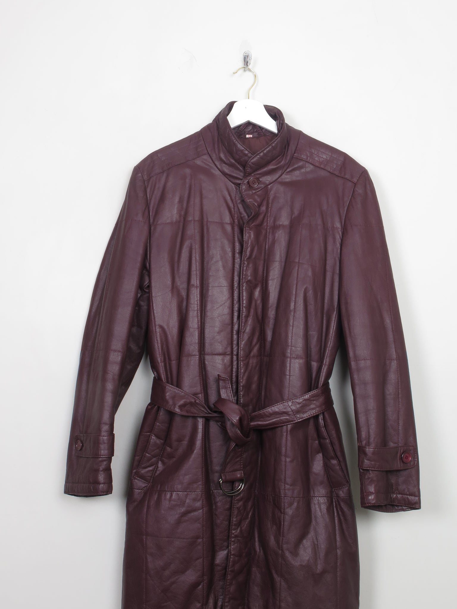 Men's Burgundy Leather Coat M