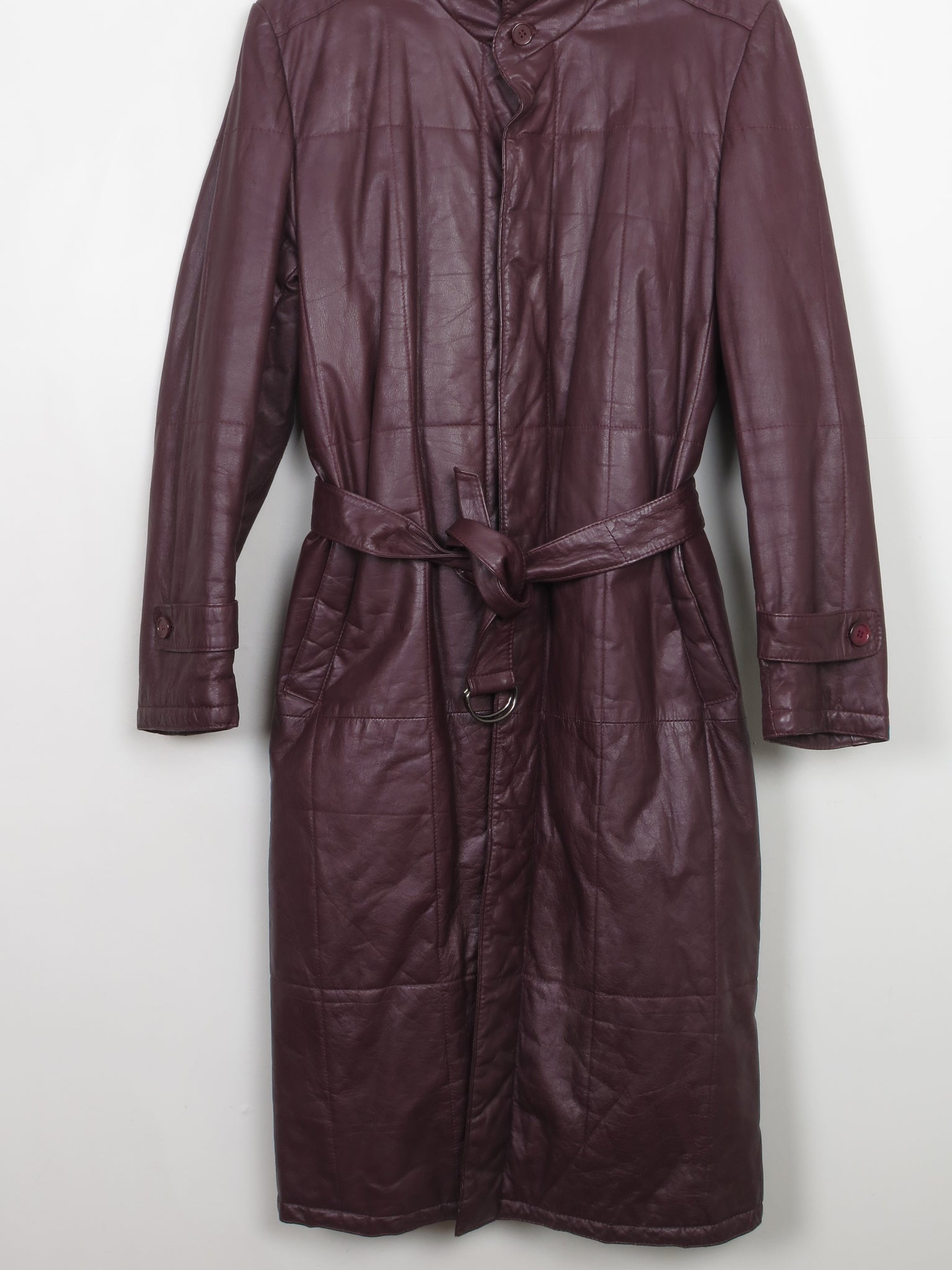 Men's Burgundy Leather Coat M