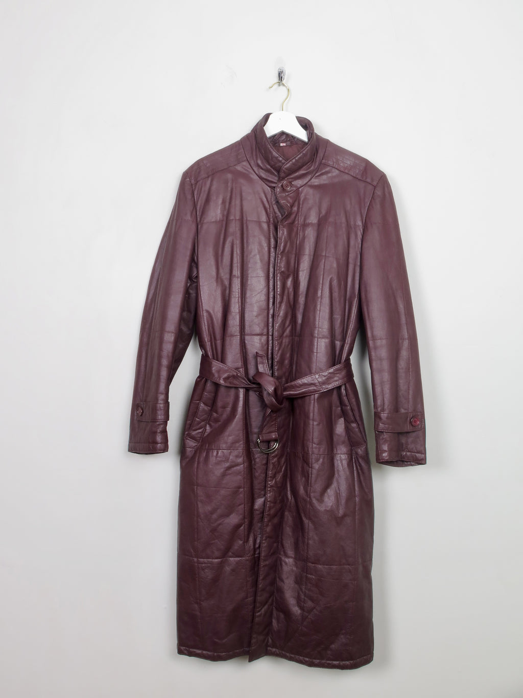 Men's Burgundy Leather Coat M
