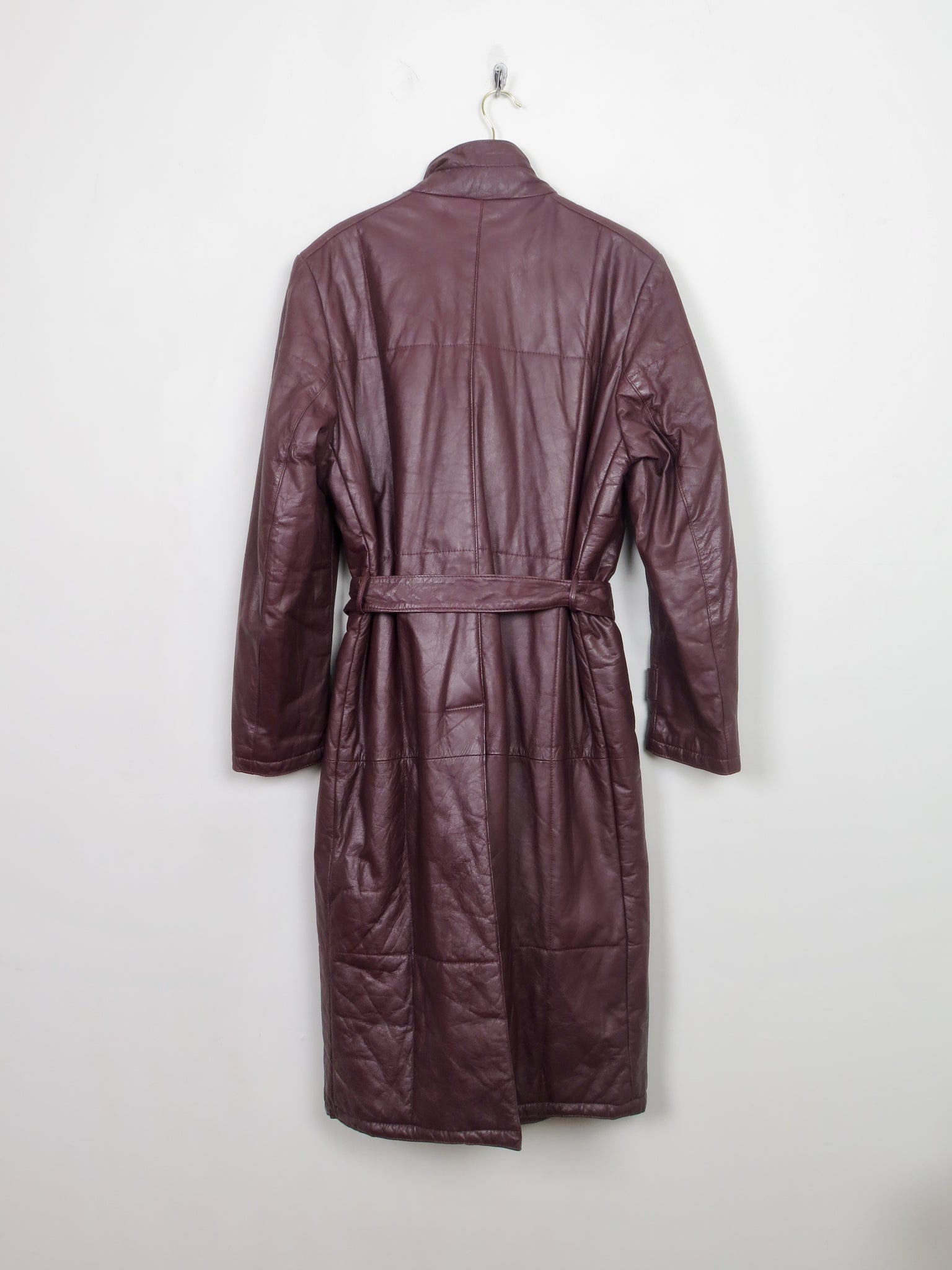 Men's Burgundy Leather Coat M